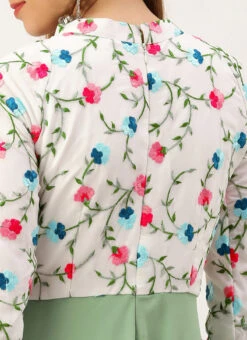 White Georgette N Green Pleated Gown Festive Wear -ZariGrace Shop White Georgette N Green Pleated Gown IWBS02210982 rrc2