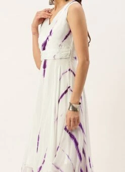 White Georgette Tie N Dye Dress After Six Wear Festive Wear