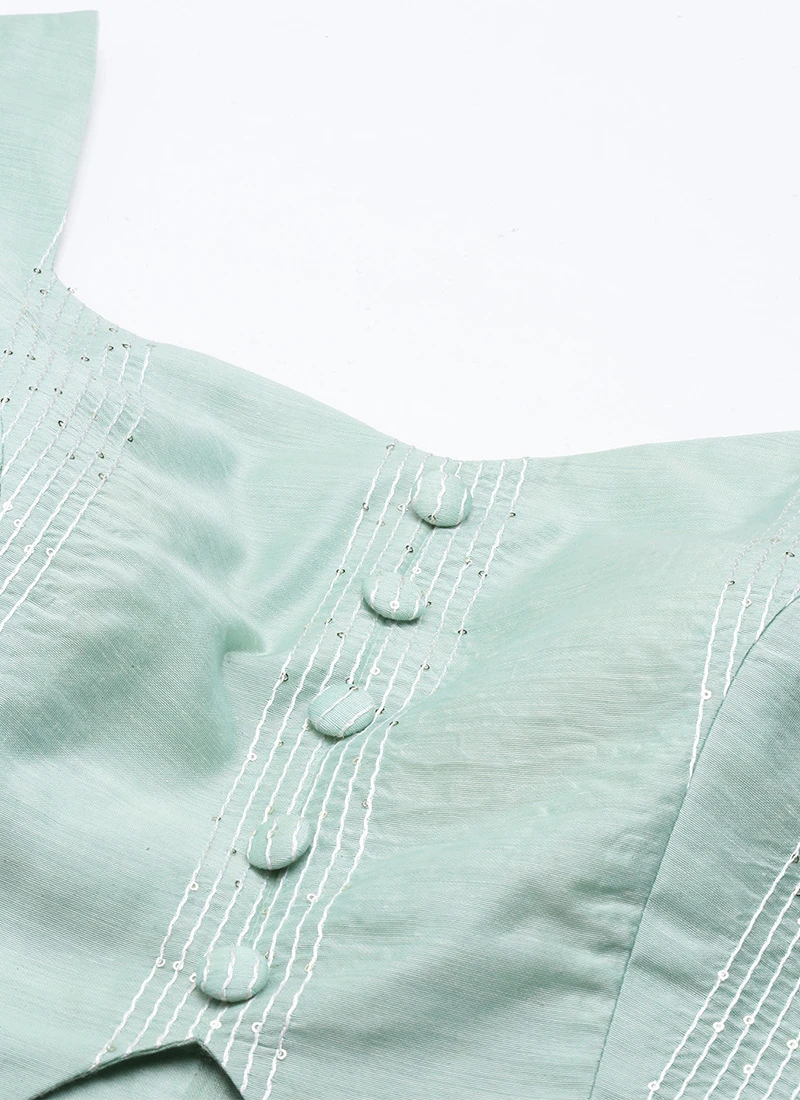 Bottom From White Jacket N Pista Green Embroidered Palazzo Set After Six Wear 8 Bottom From White Jacket N Pista Green Embroidered Palazzo Set After Six Wear - Image 6