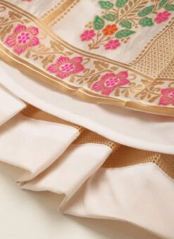 White Jacquard N Hot Pink Georgette Kali Gown Party Wear -ZariGrace Shop White Jacquard N Hot Pink Georgette Kali Gown IWBS02201193 rrc4