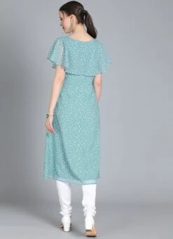 White N Blue Sleeveless Kurta Set After Six Wear -ZariGrace Shop White N Blue Sleeveless Kurta Set KSBS01911460RTW b