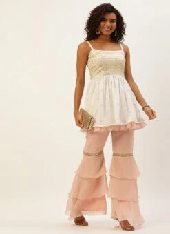 Top From White N Pink Peplum Top Gharara Set After Six Wear 12 Top From White N Pink Peplum Top Gharara Set After Six Wear -ZariGrace Shop White N Pink Peplum Top Gharara Set IWBS02209675 u