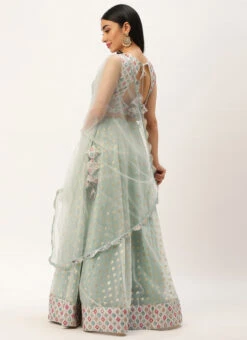 Dupatta From White N Sky Blue Chinon Embroidered Lehenga Set After Six Wear 13 Dupatta From White N Sky Blue Chinon Embroidered Lehenga Set After Six Wear -ZariGrace Shop White N Sky Blue Chinon Embroidered Lehenga Set GHBS02210966 b
