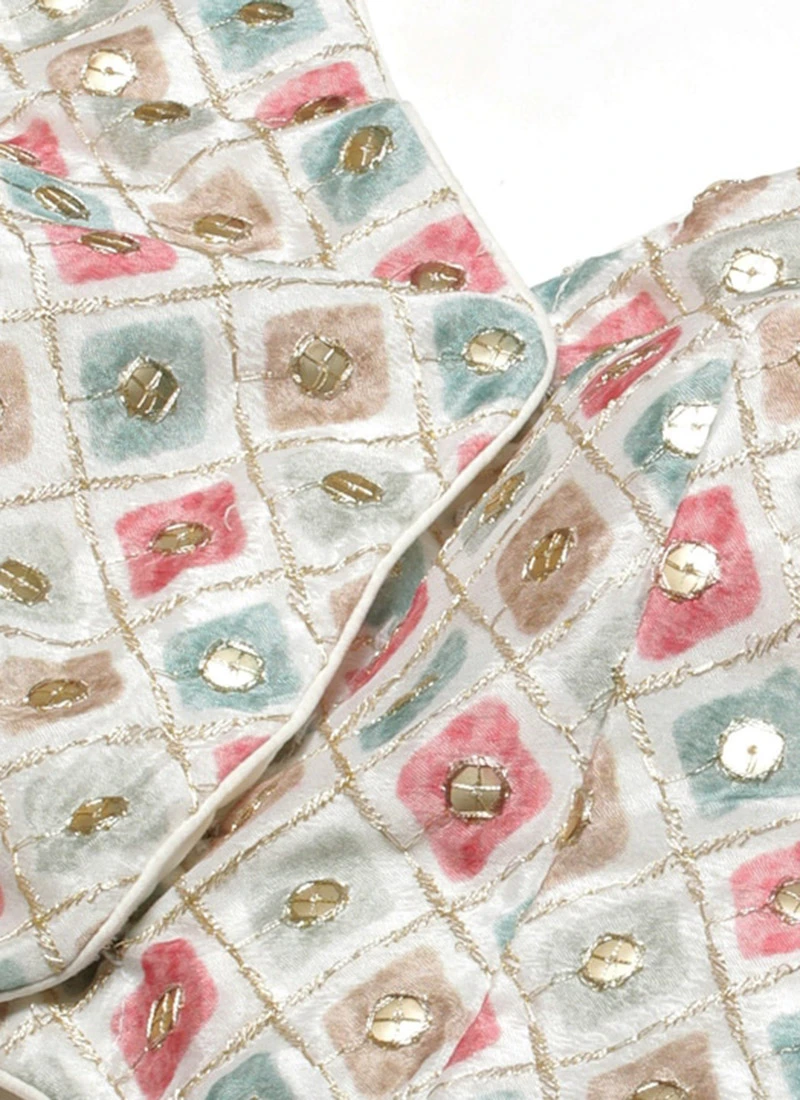 Dupatta From White N Sky Blue Chinon Embroidered Lehenga Set After Six Wear 7 Dupatta From White N Sky Blue Chinon Embroidered Lehenga Set After Six Wear - Image 5