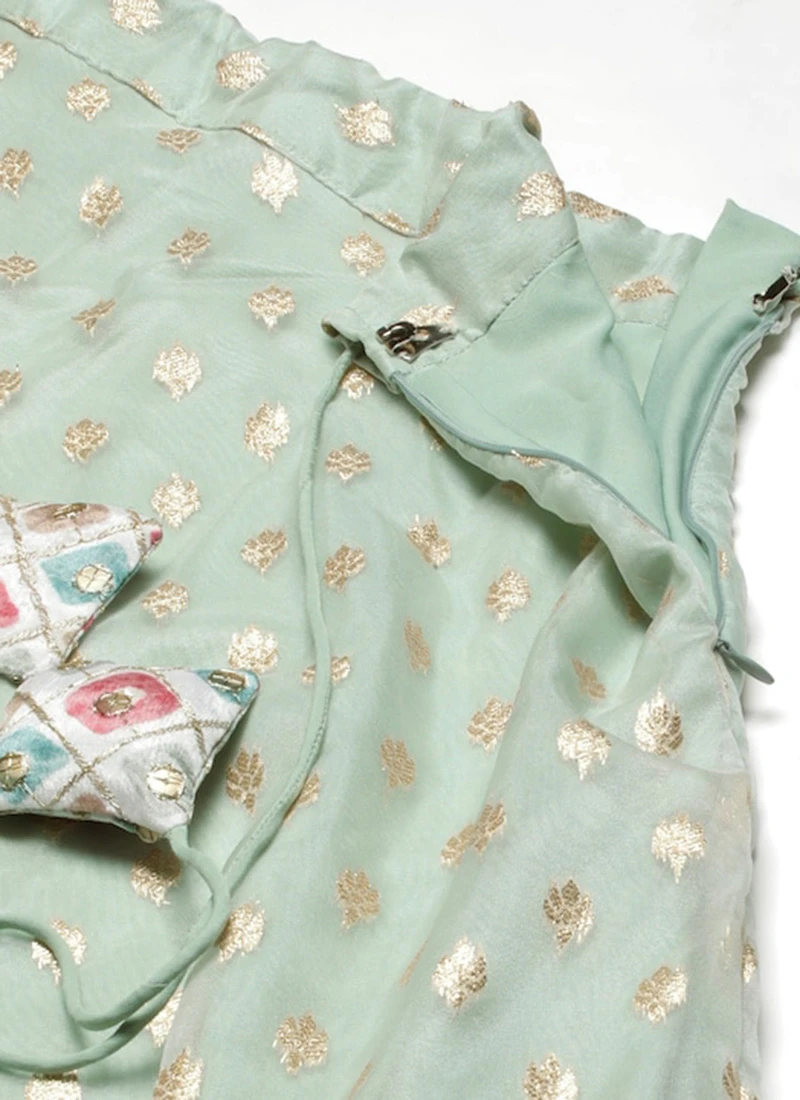 Dupatta From White N Sky Blue Chinon Embroidered Lehenga Set After Six Wear 8 Dupatta From White N Sky Blue Chinon Embroidered Lehenga Set After Six Wear - Image 6