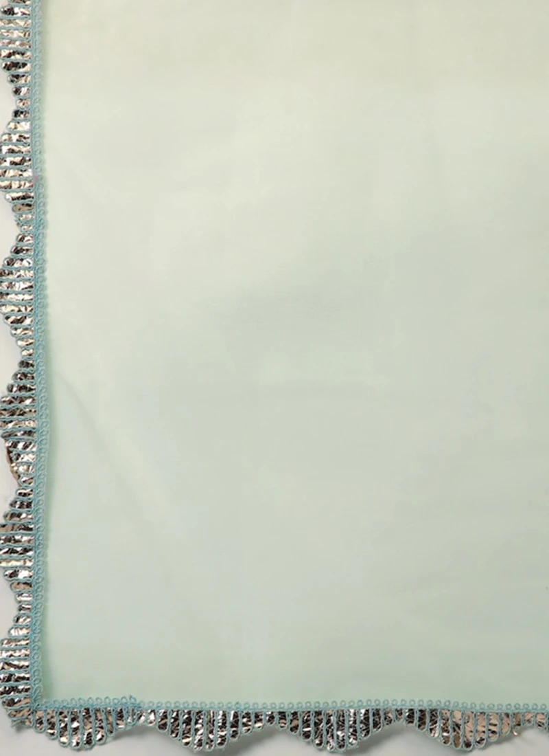 Dupatta From White N Sky Blue Chinon Embroidered Lehenga Set After Six Wear 9 Dupatta From White N Sky Blue Chinon Embroidered Lehenga Set After Six Wear - Image 7