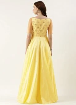 White Net Sequins N Yellow Gown Festive Wear -ZariGrace Shop White Net Sequins N Yellow Gown IWBS02301774 b