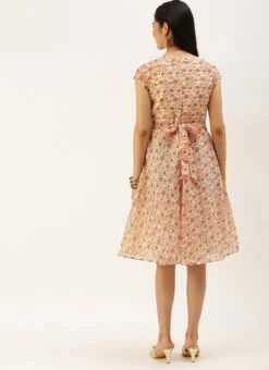 White Printed Art Silk Mini Dress After Six Wear -ZariGrace Shop White Printed Art Silk Mini Dress DRBS02208439 b