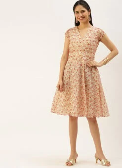 White Printed Art Silk Mini Dress After Six Wear -ZariGrace Shop White Printed Art Silk Mini Dress DRBS02208439 u