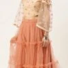 Dupatta From White Sequins N Peach Net Tiered Lehenga After Six Wear 1 Dupatta From White Sequins N Peach Net Tiered Lehenga After Six Wear -ZariGrace Shop White Sequins N Peach Net Tiered Lehenga GHBS02212562 l