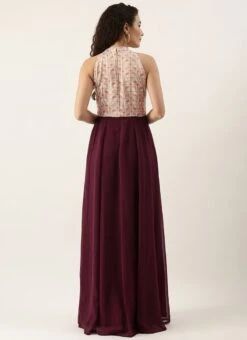 White Tie N Dye Nylon Purple Flared Dress Festive Wear -ZariGrace Shop White Tie N Dye Nylon Purple Flared Dress DRBS02110978 b