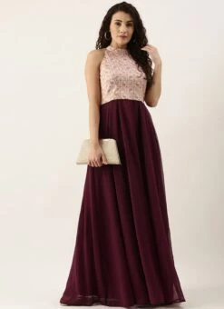 White Tie N Dye Nylon Purple Flared Dress Festive Wear -ZariGrace Shop White Tie N Dye Nylon Purple Flared Dress DRBS02110978 u