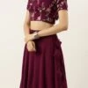Wine Embroidered Low Neck Lehenga Festive Wear 1 Wine Embroidered Low Neck Lehenga Festive Wear -ZariGrace Shop Wine Embroidered Low Neck Lehenga GHBS02205860 l