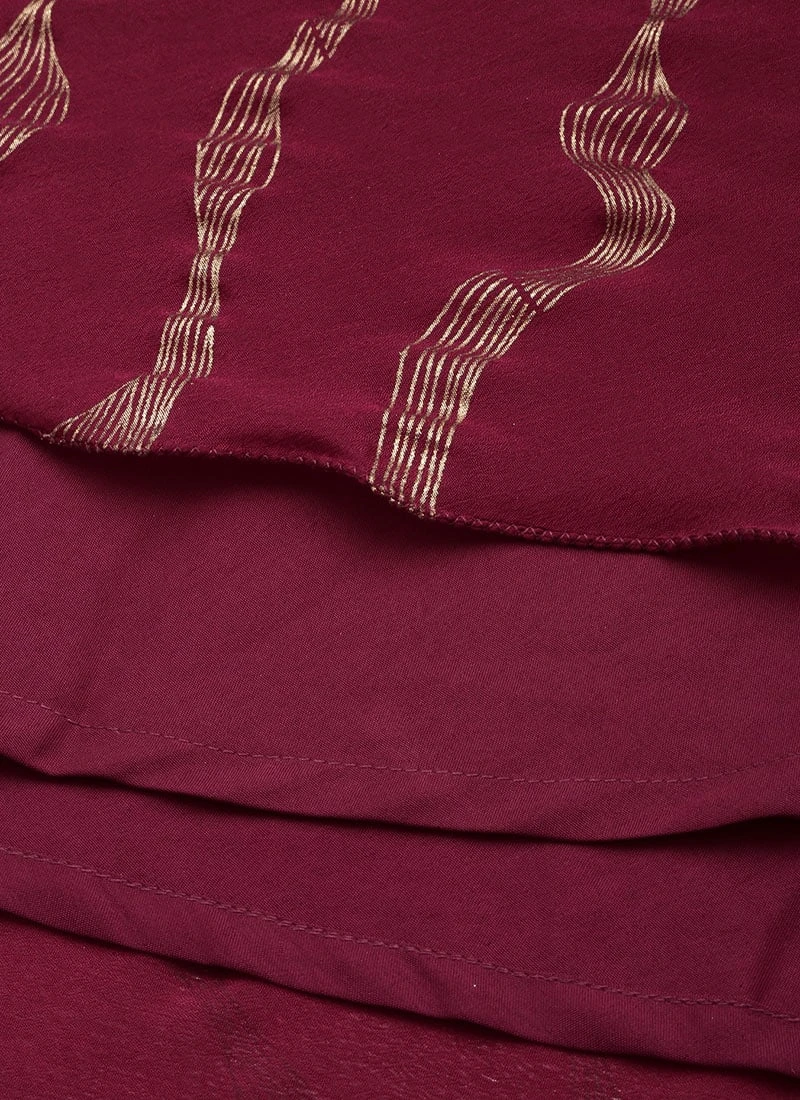 Wine Foil Printed Chinon Maxi Dress Festive Wear 9 Wine Foil Printed Chinon Maxi Dress Festive Wear - Image 7