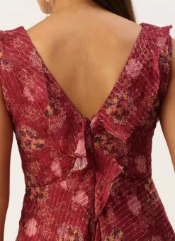 Wine Georgette Digital Print V Neck Gown Party Wear -ZariGrace Shop Wine Georgette Digital Print V Neck Gown IWBS02301782 rrc2