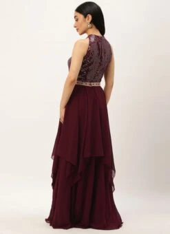 Wine Georgette Embroidered Handkerchief Gown Festive Wear 13 Wine Georgette Embroidered Handkerchief Gown Festive Wear -ZariGrace Shop Wine Georgette Embroidered Handkerchief Gown IWBS02302171 b