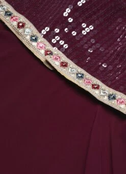 Wine Georgette Embroidered Handkerchief Gown Festive Wear 16 Wine Georgette Embroidered Handkerchief Gown Festive Wear -ZariGrace Shop Wine Georgette Embroidered Handkerchief Gown IWBS02302171 rrc3