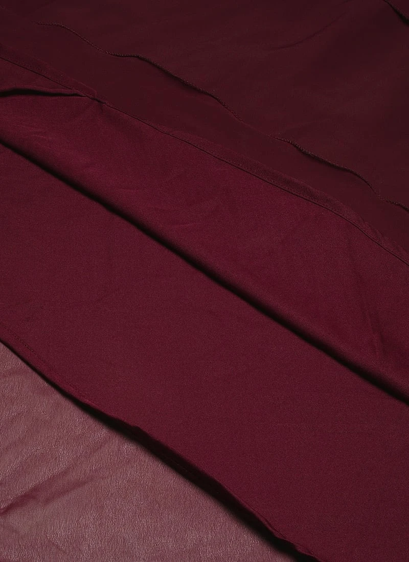 Wine Georgette Embroidered Handkerchief Gown Festive Wear 10 Wine Georgette Embroidered Handkerchief Gown Festive Wear - Image 8