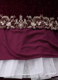 Wine Velvet Hand Work Lehenga N Onion Pink Net Long Choli With Dupatta Wedding Wear -ZariGrace Shop Wine Velvet Hand Work Lehenga N Onion Pink Net Long Choli With Dupatta GHCBF5528 rrc4