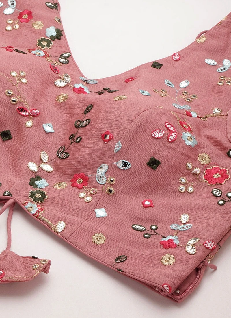 Wine Viscose Embroidered Pink Lehenga Wedding Wear 7 Wine Viscose Embroidered Pink Lehenga Wedding Wear - Image 5