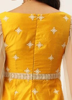 Yellow Art Silk Embroidered Jumpsuit Party Wear -ZariGrace Shop Yellow Art Silk Embroidered Jumpsuit DRBS02209681 rrc2