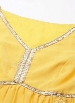 Yellow Chinnon Embroidered Kurta Set Festive Wear -ZariGrace Shop Yellow Chinnon Embroidered Kurta Set KSBS02205088 rrc1
