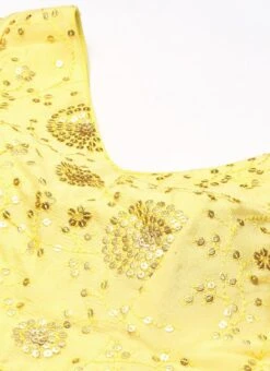 Yellow Chinon Embroidered Blouse Festive Wear -ZariGrace Shop Yellow Chinon Embroidered Blouse BLBS02303802 rrc1