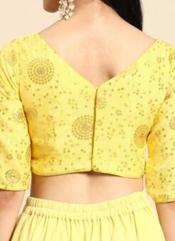 Yellow Chinon Embroidered Blouse Festive Wear -ZariGrace Shop Yellow Chinon Embroidered Blouse BLBS02303802 rrc2