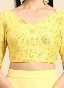 Yellow Chinon Embroidered Blouse Festive Wear -ZariGrace Shop Yellow Chinon Embroidered Blouse BLBS02303802 rrc4