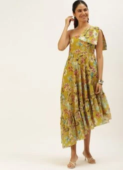 Yellow Digital Printed Dress After Six Wear -ZariGrace Shop Yellow Digital Printed Dress DRBS02208547 u