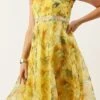 Bottom From Yellow Digital Printed Organza Suit Set After Six Wear