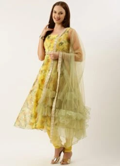 Bottom From Yellow Digital Printed Organza Suit Set After Six Wear -ZariGrace Shop Yellow Digital Printed Organza Suit Set SLBS02212594 u