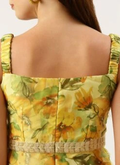 Bottom From Yellow Digital Printed Organza Suit Set After Six Wear -ZariGrace Shop Yellow Digital Printed Organza Suit Set SLBS02212594 rrc2