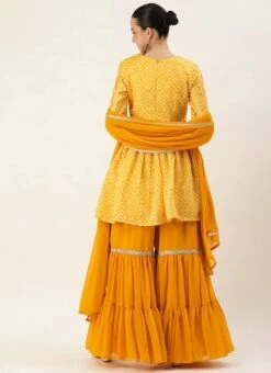 Top From Yellow Digital Printed Alia Cut Sharara Suit After Six Wear -ZariGrace Shop Yellow Digital Printed Sharara Suit SLBS02306377 b 1