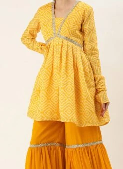 Dupatta From Yellow Digital Printed Alia Cut Sharara Suit After Six Wear
