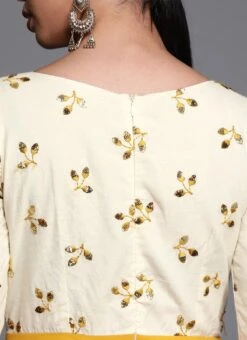 Yellow Embroidered Boat Neckline Gown Festive Wear -ZariGrace Shop Yellow Embroidered Boat Neckline Gown IWBS01910299 rrc2