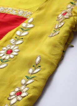 Yellow Embroidered Chinon Kurta Set Festive Wear -ZariGrace Shop Yellow Embroidered Chinon Kurta Set KSBS01911716 rrc3