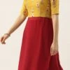 Yellow Embroidered Chinon N Maroon Kurta Set Festive Wear -ZariGrace Shop Yellow Embroidered Chinon N Maroon Kurta Set KSBS02104323 l