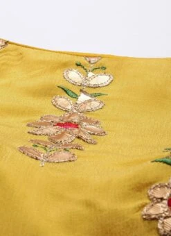 Yellow Embroidered Chinon N Maroon Top Festive Wear -ZariGrace Shop Yellow Embroidered Chinon N Maroon Top KRBS02307712 rrc1