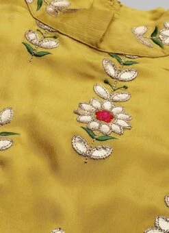 Yellow Embroidered Chinon Top Festive Wear -ZariGrace Shop Yellow Embroidered Chinon Top KRBS02307726 rrc1