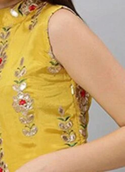 Yellow Embroidered Chinon Top Festive Wear -ZariGrace Shop Yellow Embroidered Chinon Top KRBS02307726 rrc3