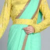 Yellow Embroidered N Green Belt Saree Party Wear