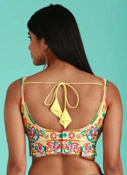 Yellow Embroidery Silk Blouse Party Wear 9 Yellow Embroidery Silk Blouse Party Wear -ZariGrace Shop Yellow Embroidery Silk Blouse BLSPFB164Y b
