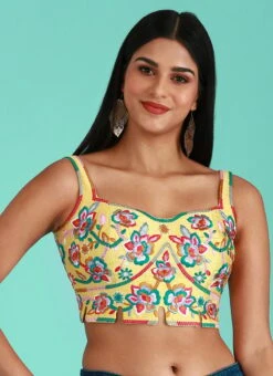 Yellow Embroidery Silk Blouse Party Wear 8 Yellow Embroidery Silk Blouse Party Wear -ZariGrace Shop Yellow Embroidery Silk Blouse BLSPFB164Y u