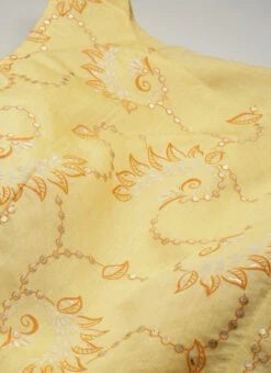 Dupatta From Yellow Foil Printed Cotton Gown After Six Wear -ZariGrace Shop Yellow Foil Printed Cotton Gown IWBS02301723 rrc1