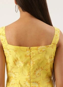 Yellow Foil Printed Jumpsuit Festive Wear 15 Yellow Foil Printed Jumpsuit Festive Wear -ZariGrace Shop Yellow Foil Printed Jumpsuit DRBS02208466 rrc2