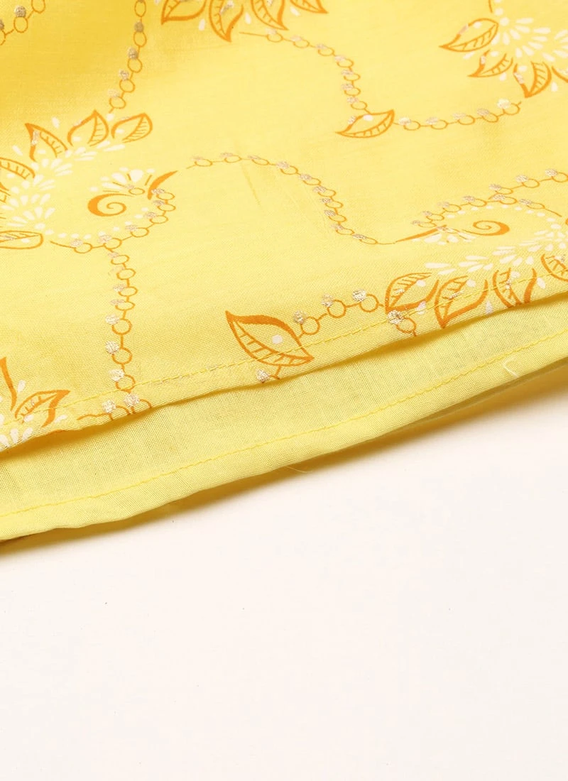 Yellow Foil Printed Jumpsuit Festive Wear 9 Yellow Foil Printed Jumpsuit Festive Wear - Image 7