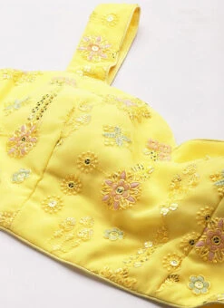 Bottom From Yellow Georgette Embroidered Crop Top N Sharara Set After Six Wear -ZariGrace Shop Yellow Georgette Embroidered Crop Top N Sharara Set IWBS02212558 rrc3
