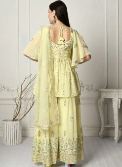 Bottom From Yellow Georgette Embroidered Palazzo Suit After Six Wear -ZariGrace Shop Yellow Georgette Embroidered Palazzo Suit SLBS02303903 b