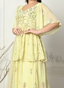 Dupatta From Yellow Georgette Embroidered Palazzo Suit After Six Wear